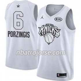 Män New York Knicks Tröja Kristaps Porzingis 6 2018 All Star Jordan Brand Vit Swingman
